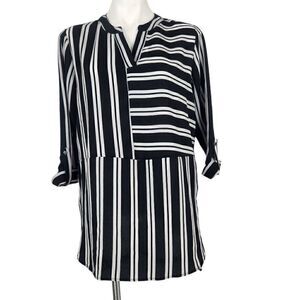 Cocomo stripe high low mock neck top Size medium y2k